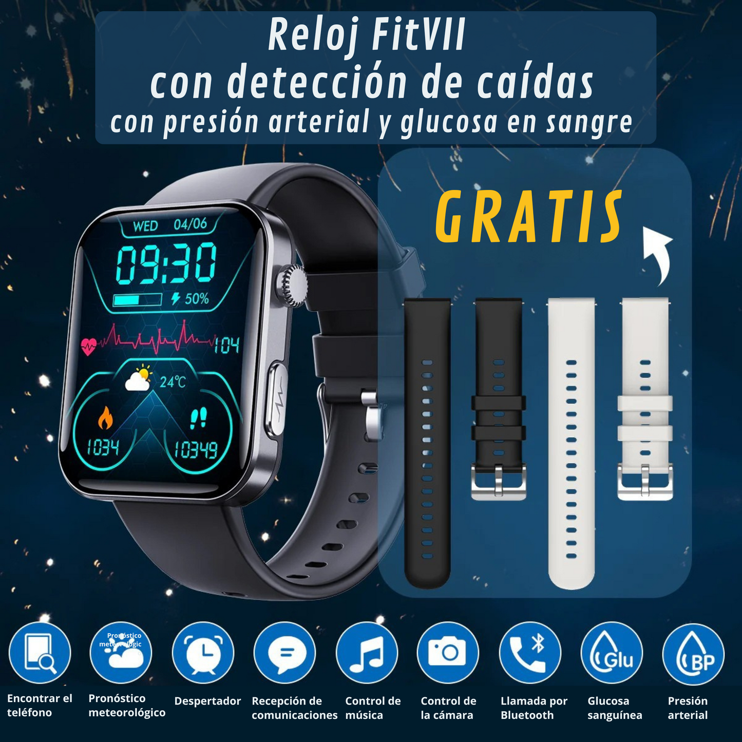 Medidor de glucosa en sangre multifuncional + Reloj Monitorizador - COMPRA 1 Y RECIBE OTRO GRATIS