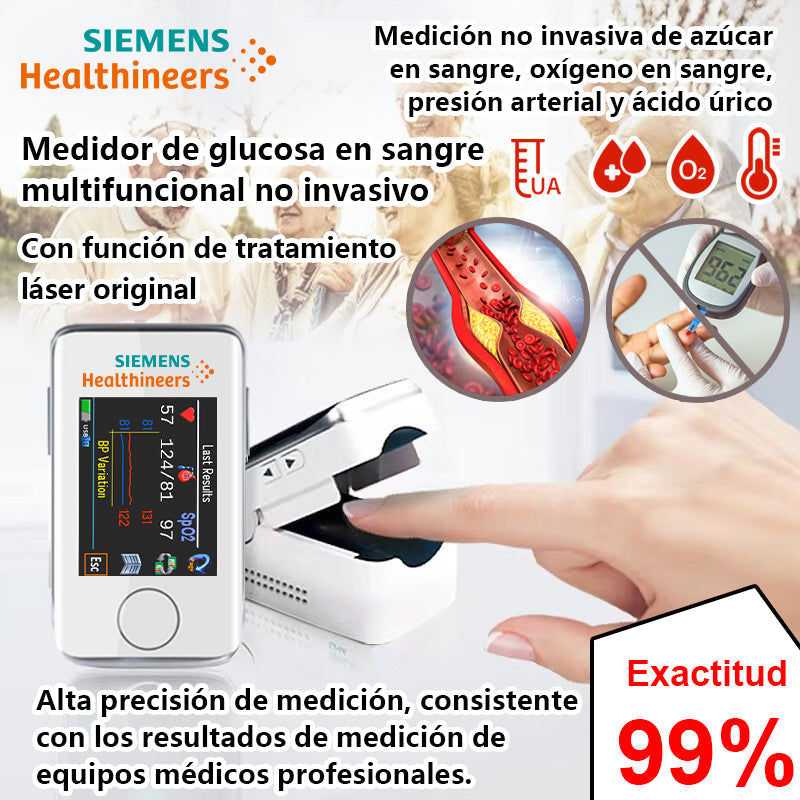 Medidor de glucosa en sangre multifuncional no invasivo Siemens + Tensiómetro electrónico