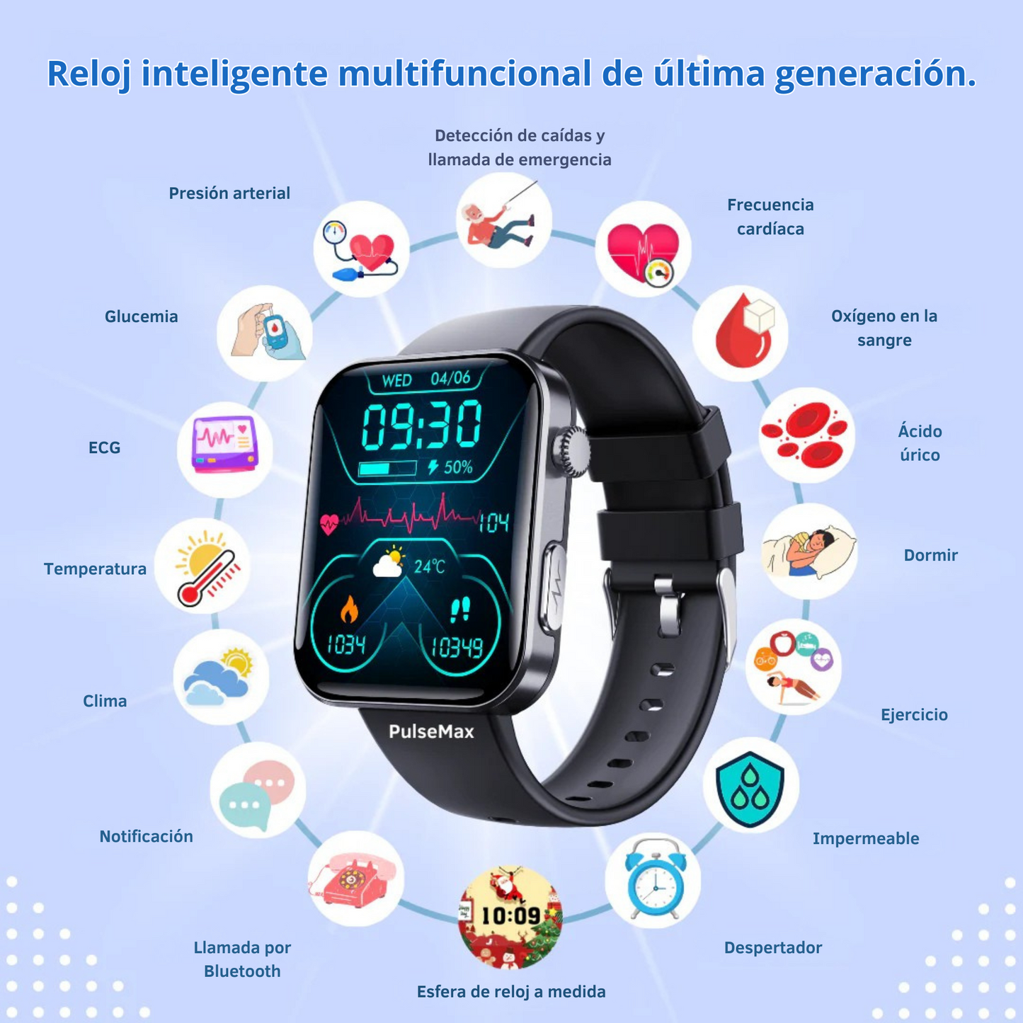 Medidor de glucosa en sangre multifuncional + Reloj Monitorizador - COMPRA 1 Y RECIBE OTRO GRATIS